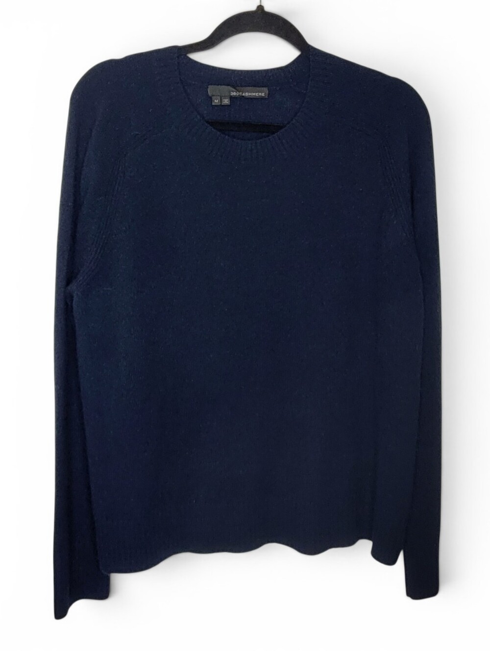 360 Cashmere Relaxed Fit Crewneck Sweater M Navy Blue Quiet Luxury